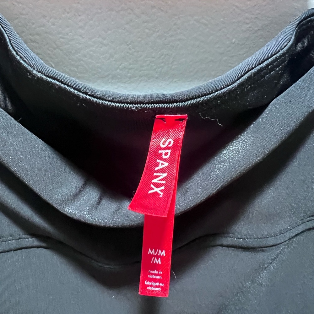 SPANX Black Faux Leather Leggings High-Waisted EUC Sz Medium - Picture 8 of 9
